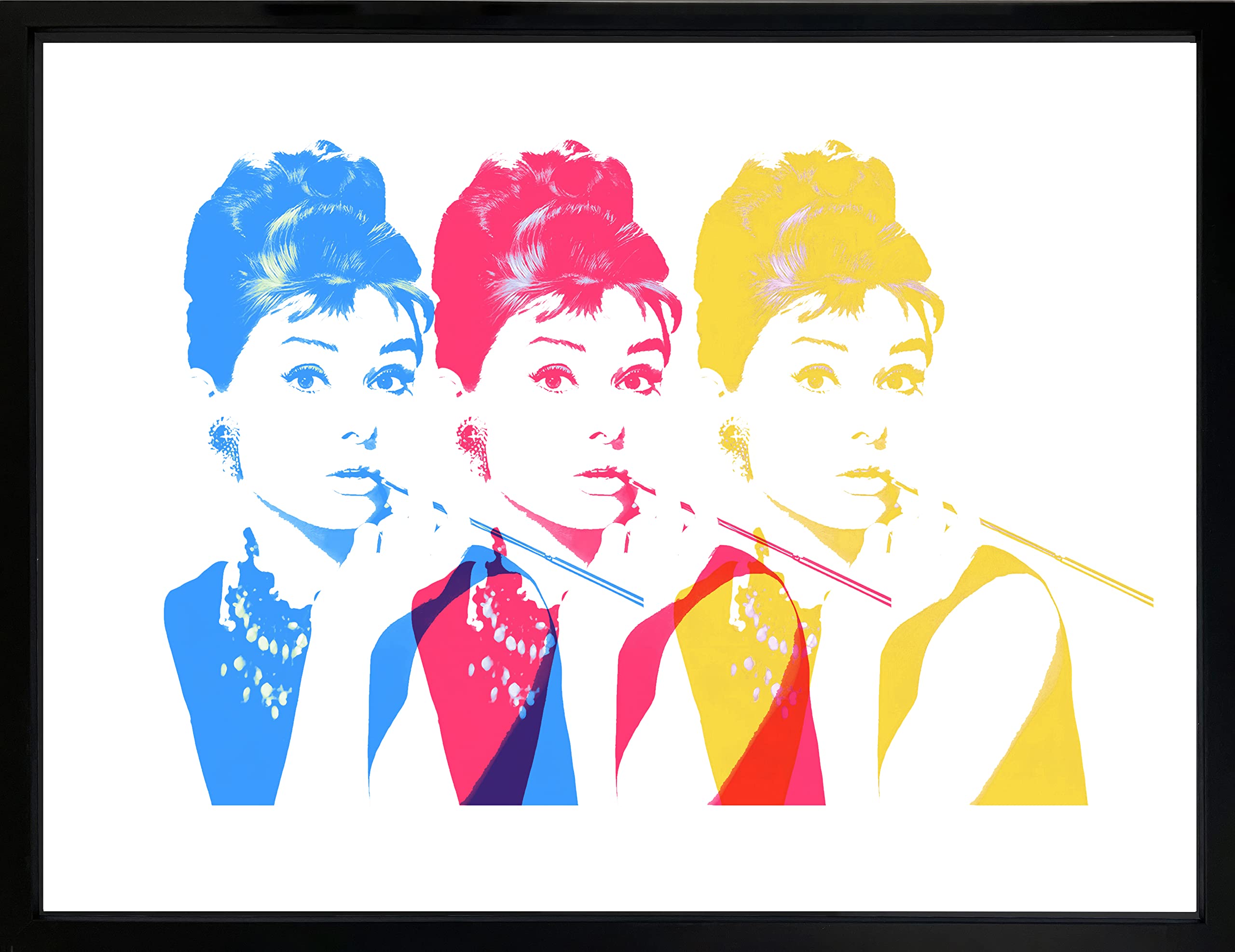 Audrey Hepburn Fashion Framed Wall Art 53 x 43cm | Bedroom Poster Living Room Print Home Decor