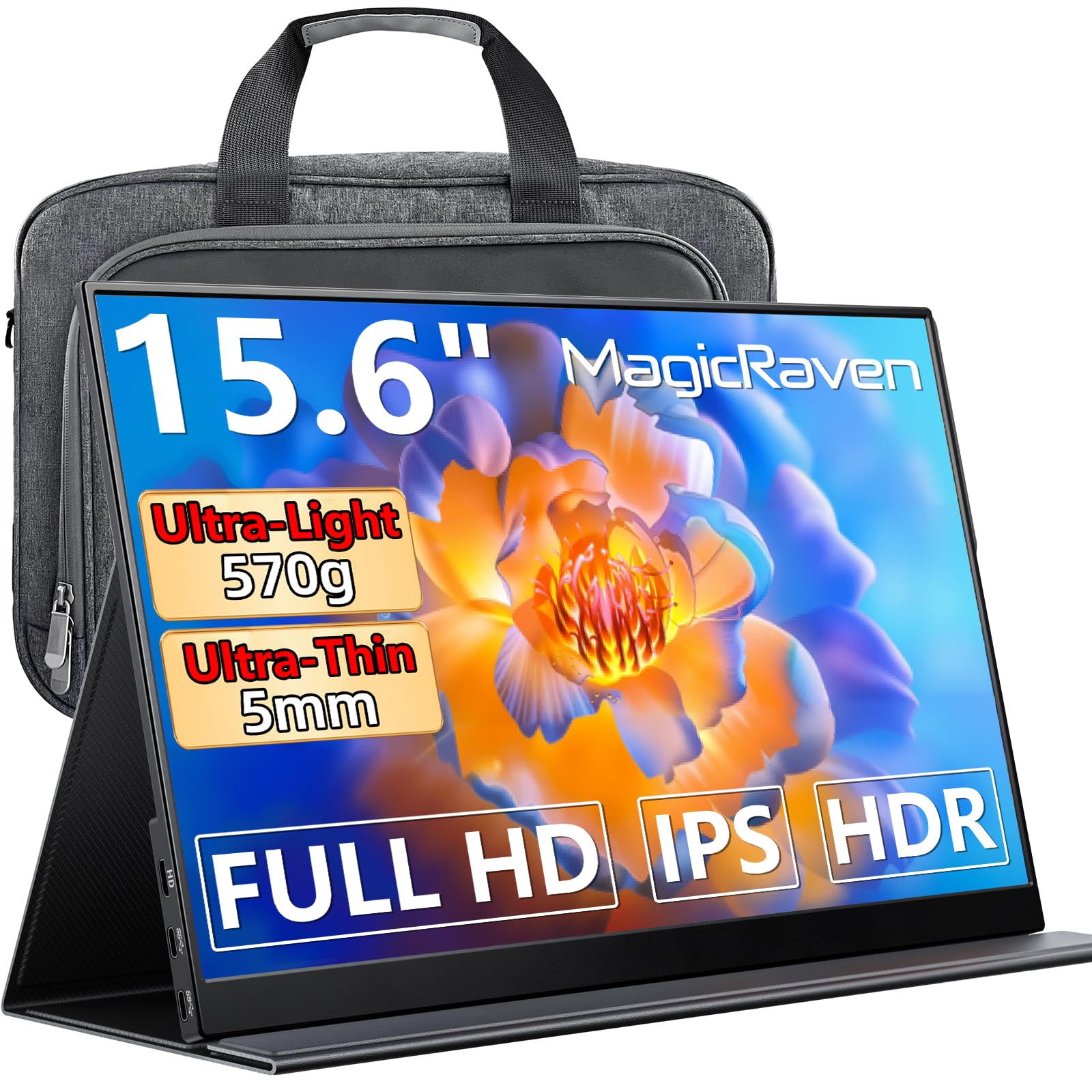 MagicRaven Portable Monitor, Second Laptop Screen Extender, Lightweight USB C HDMI Computer Gaming...
