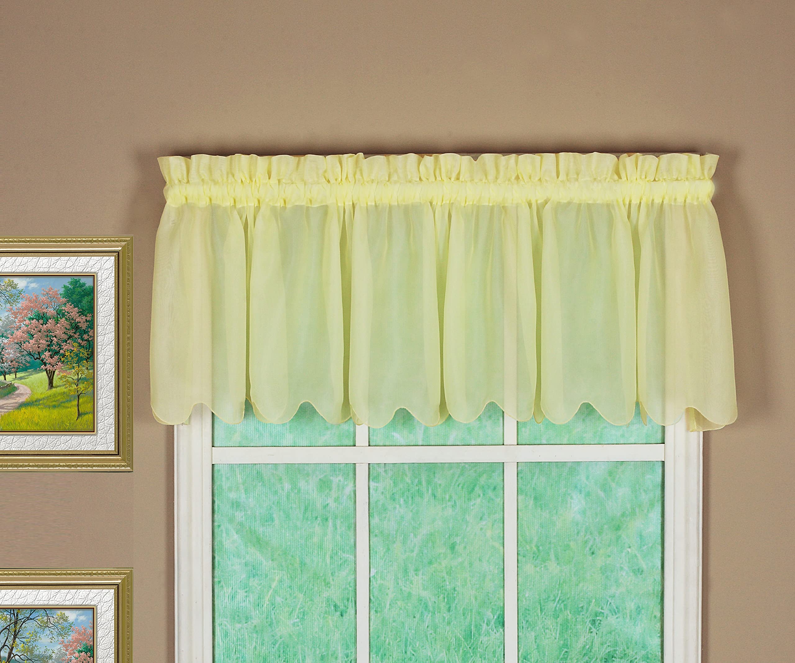 Today's Curtain Emelia Original Voile Valance 14", Yellow, 60" W x 14" L, W 60" x L 14" (1 Panels)
