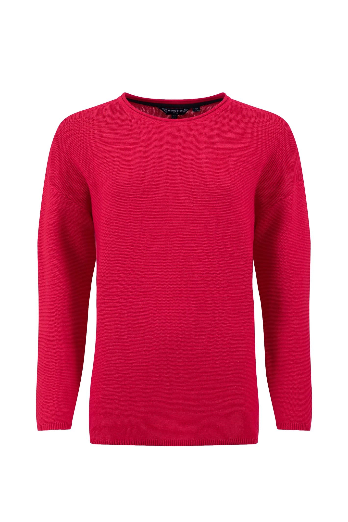 Weird Fish Women's Dark Red Dalla Knitted Crew Neck Jumper In | Size: 16