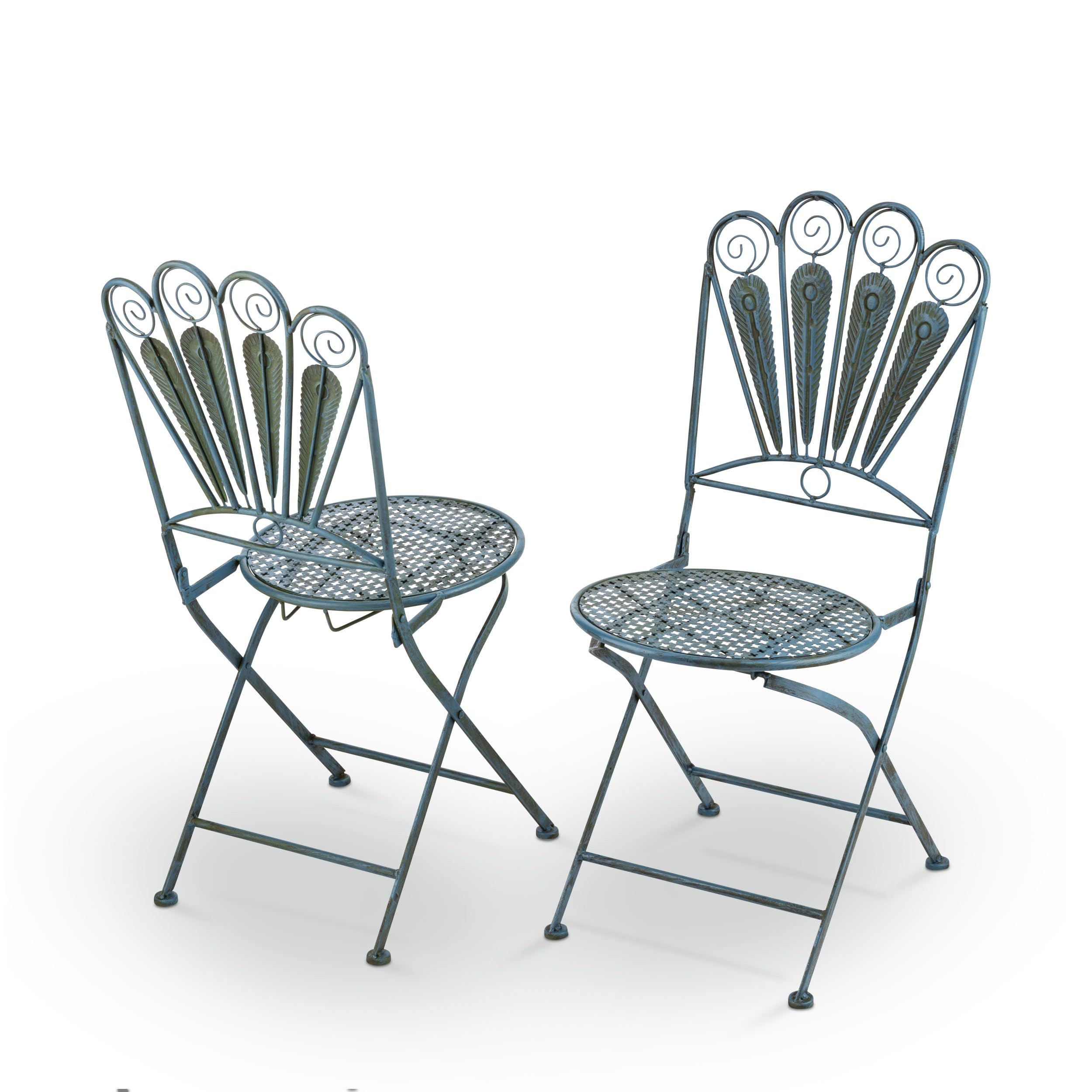 Alpine Corporation Peacok Bistro Set Ensemble bistrot, Métal, Bleu Clair, 75 cm Tall