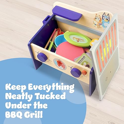 Miniatura 25 de 8th Wonder Wooden Bluey Toys - Estuche de transporte de picnic, 30 piezas de cesta de picnic con cubiertos y accesorios de alimentos, juguetes