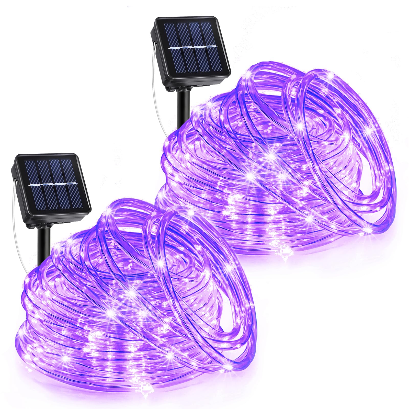 2 sztuki lampek linowych na zewnątrz, łącznie 1,5 m, 270 diod LED, wodoodporne, 8 trybów migotania, światło rurkowe do domu, na patio, basen, krajobraz, chodnik, przyjęcie, dekoracja świąteczna