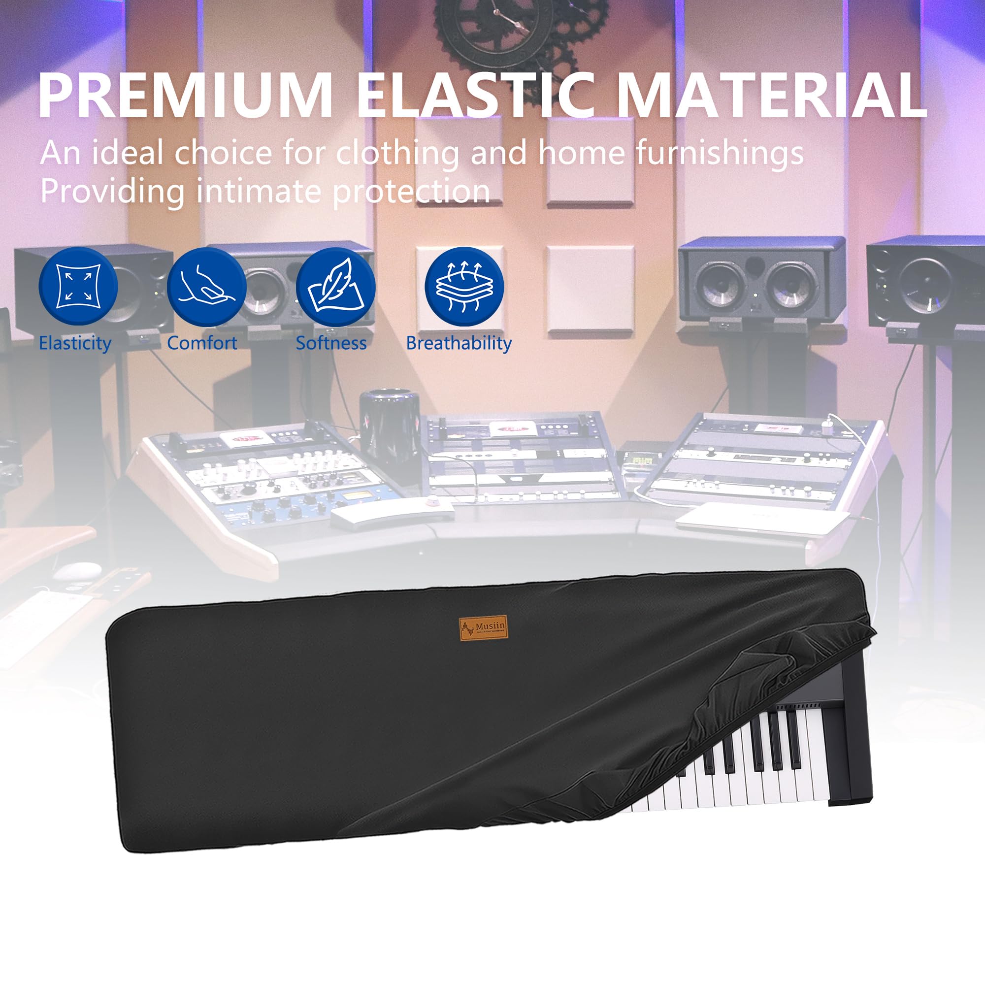 Musiin Housse anti-poussière pour synthétiseur 73 touches, compatible avec Roland JUNO-X, Nord Electro 6 HP, Piano 5 73, Stage 4 73, Chinlon, toucher soyeux et design sur mesure