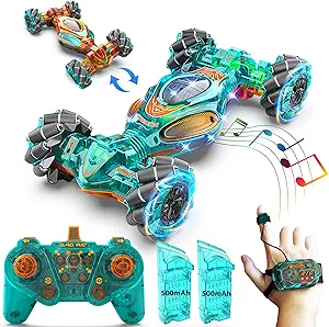 RC Car Gesture Hand Gesture Sensing RC Stunt Car Double-Side Flip 360° All-Round Rotation Drift Twist with Light Music for Boys Kids Birthday Xmas Gift