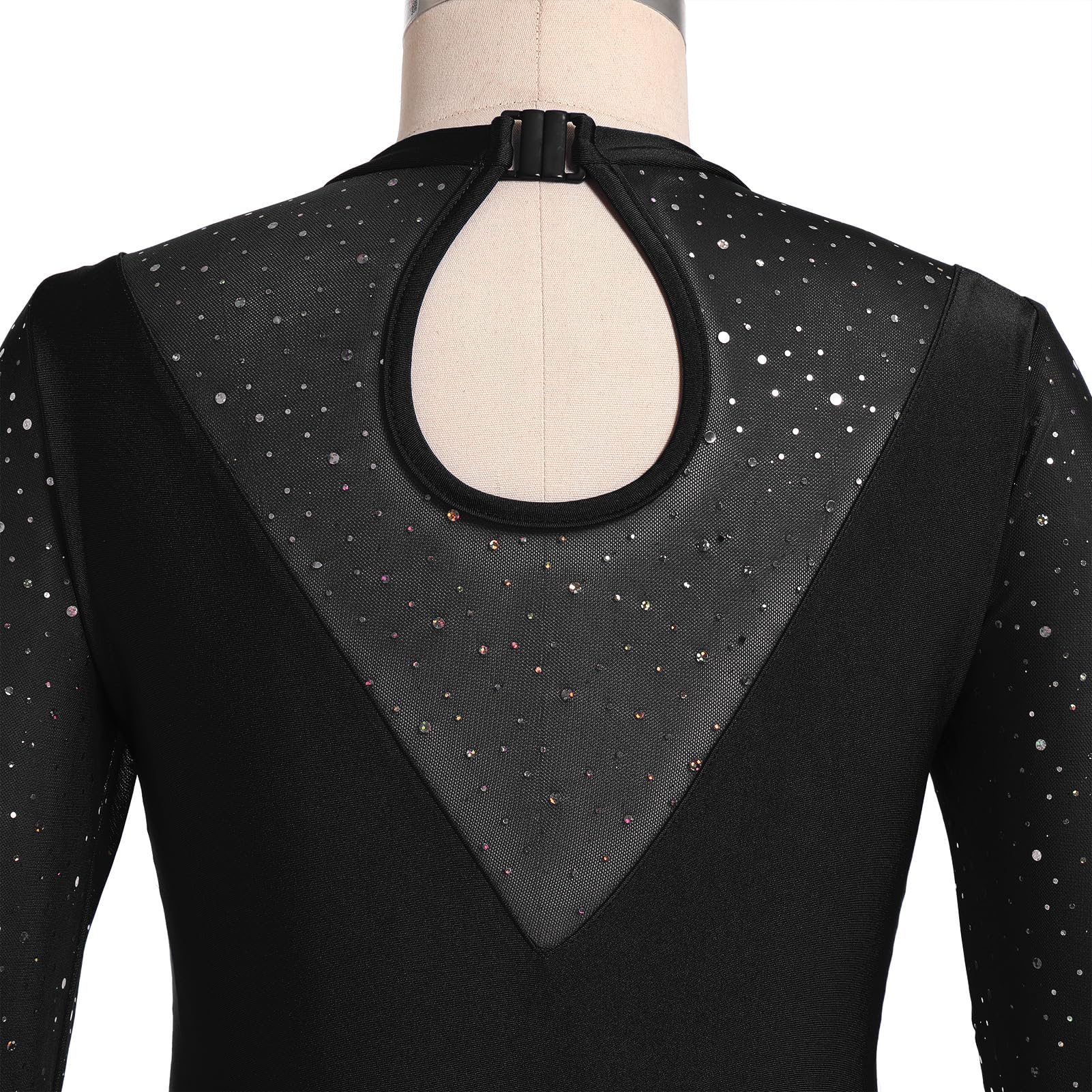 FYMNSI Vestido de patinaje artístico para mujer, lentejuelas, manga larga, ballet, gimnasia, leotardo, danza, tallas XS-XL