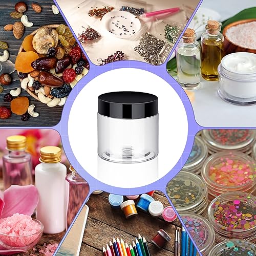 Miniatura 4 de Aoriher 150 tarros de plástico con tapas, tarros redondos para cosméticos, recipientes de plástico vacíos para loción, crema, ungüentos, maquillaje,