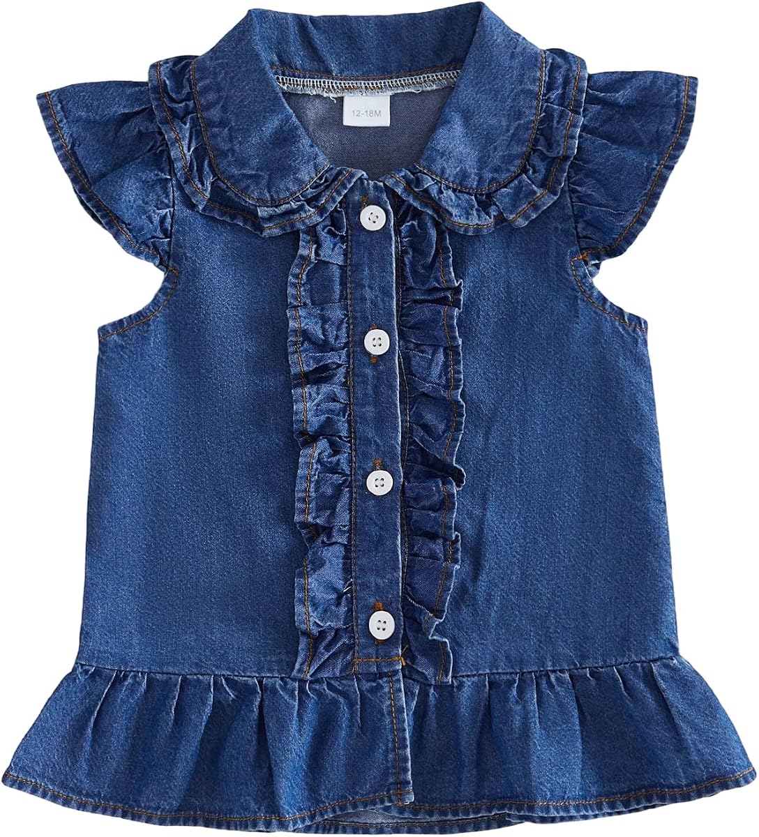 Camisa con botones para niñas pequeñas, camisa occidental con estampado a cuadros, Top con nudo anudado, blusa sin mangas con volantes, traje de vaquera para niños