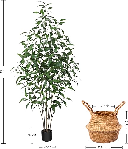 Miniatura 10 de Árbol de eucalipto artificial, planta falsa de 4 pies en maceta para decoración del hogar y la oficina, plantas falsas en maceta, árboles