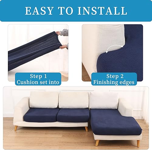 Miniatura 3 de MINJIATEX Fundas grandes para sofá modular en forma de L, 4 piezas, lavables, para sofá seccional en forma de L, fundas elásticas para sofá