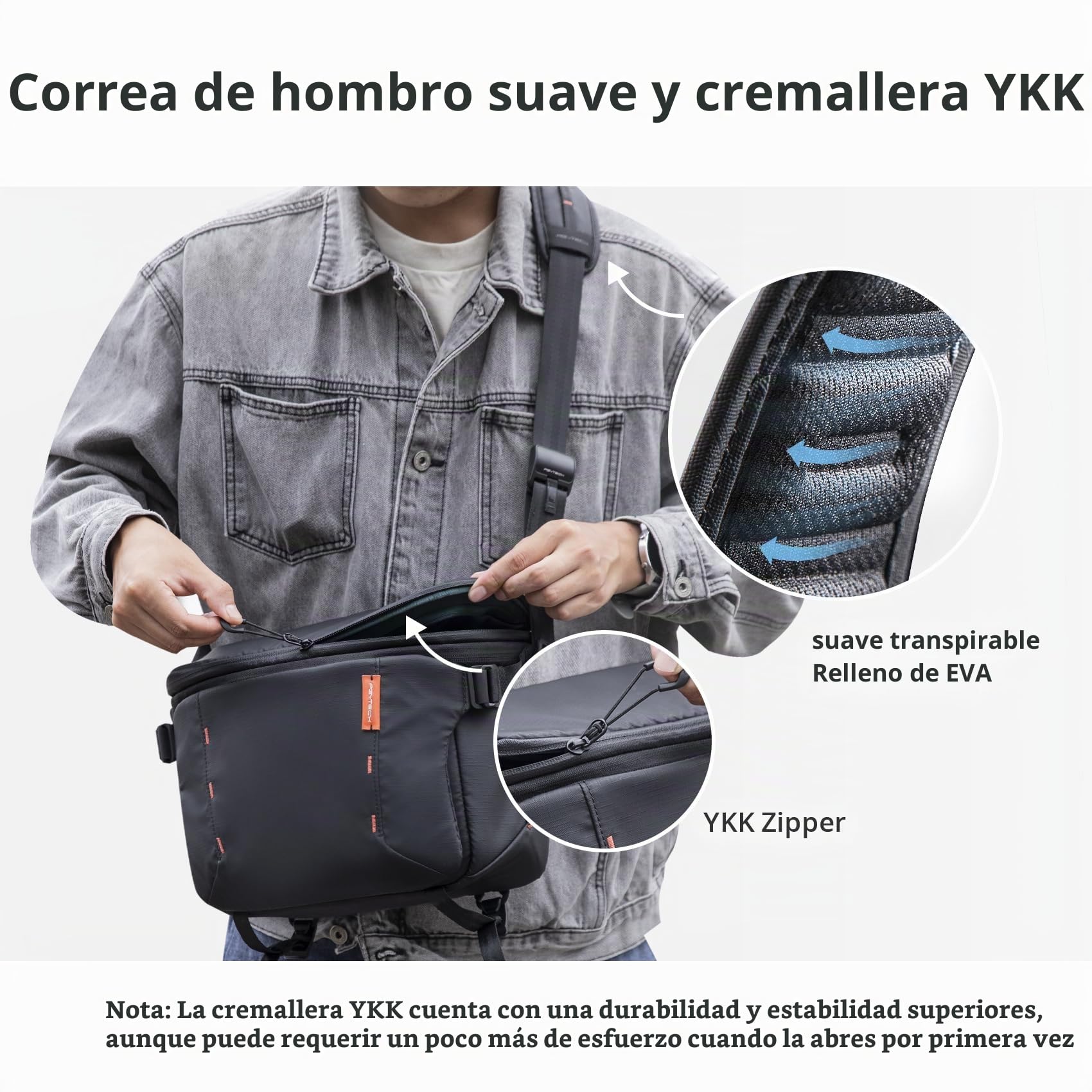 PGYTECH OneMo Bandolera Fotográfica Expandible 7L, Negra | Ampliable hasta 9L, Compatible con iPad Pro 11", Correa Ancha Acolchada, Correas para Trípode, Para DSLR, Mirrorless/Drones
