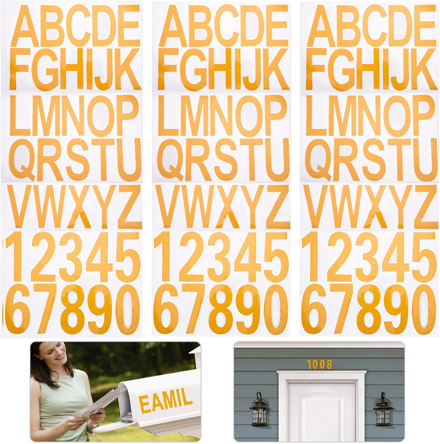 XINRUI Reflective Mailbox Numbers and Letters Stickers, Silver