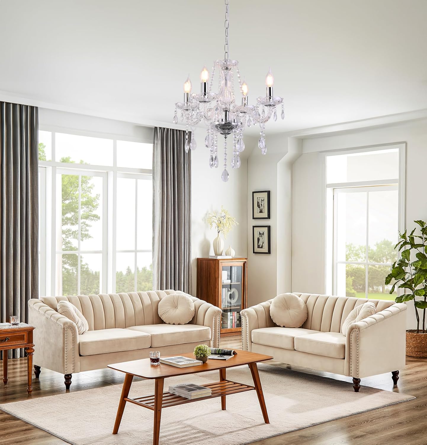 MALOSA Clear Crystal Chandeliers,Vintage Small Chandelier,Glass Mini Chandelier for Dining Room,Girls Bedroom,Living Room,Closet,Wedding Decoration