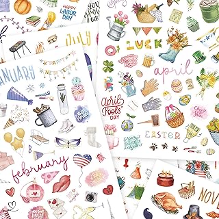 Aesthetic Monthly Planner Stickers - Beautiful Holiday Sticker Set to En...