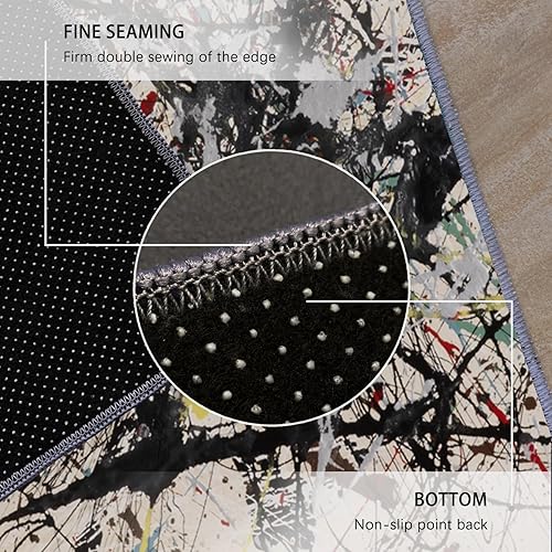 Miniatura 6 de CIHCOHOME Jackson Pollock - Alfombra abstracta moderna para sala de estar, dormitorio, comedor, oficina en casa, con respaldo de goma, decoración de