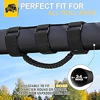 Vista 6 de moveland Paquete de 2 asas de agarre de barra antivuelco, asas de agarre de paracord negro para Jeep Wrangler JL, JK, TJ, YJ y Jeep Gladiator