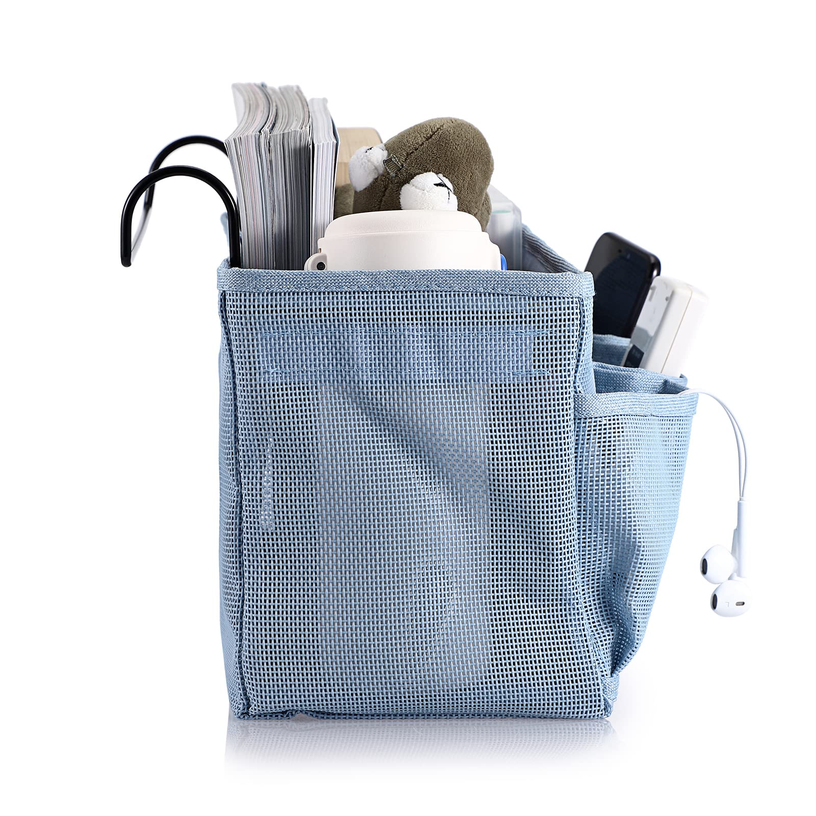 IGNPION Sac De Rangement U00e0 Suspendre En Toile De Chevet Avec Poches De Lit Ru00e9glables Pour Dortoir, Sac De Rangement Multi-usage Pour La Maison, Le Bureau, L'u00e9cole, Le Dortoir, L'hu00f4pital, Gris