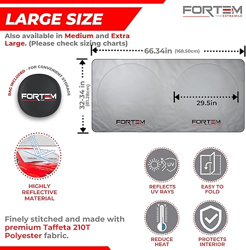 Miniatura 5 de FORTEM Organizador de maletero de coche (2 compartimentos, negro) + parasol grande para parabrisas