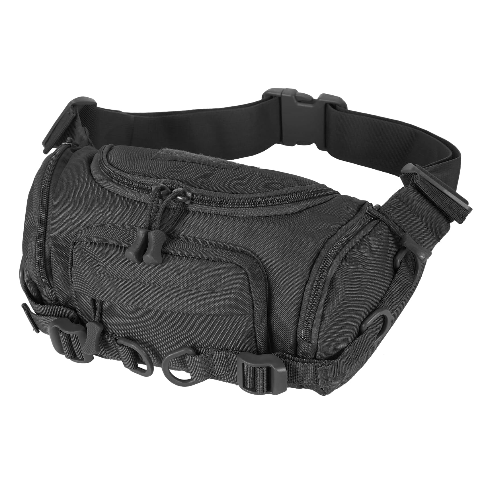 CamGo Tactical Waist Pack Portable Fanny Pack Outdoor Hiking Travel Large Army Waist Bag Military Waist Pack for Daily Life Cycling Camping Hiking Hunting Fishing Shopping, Black