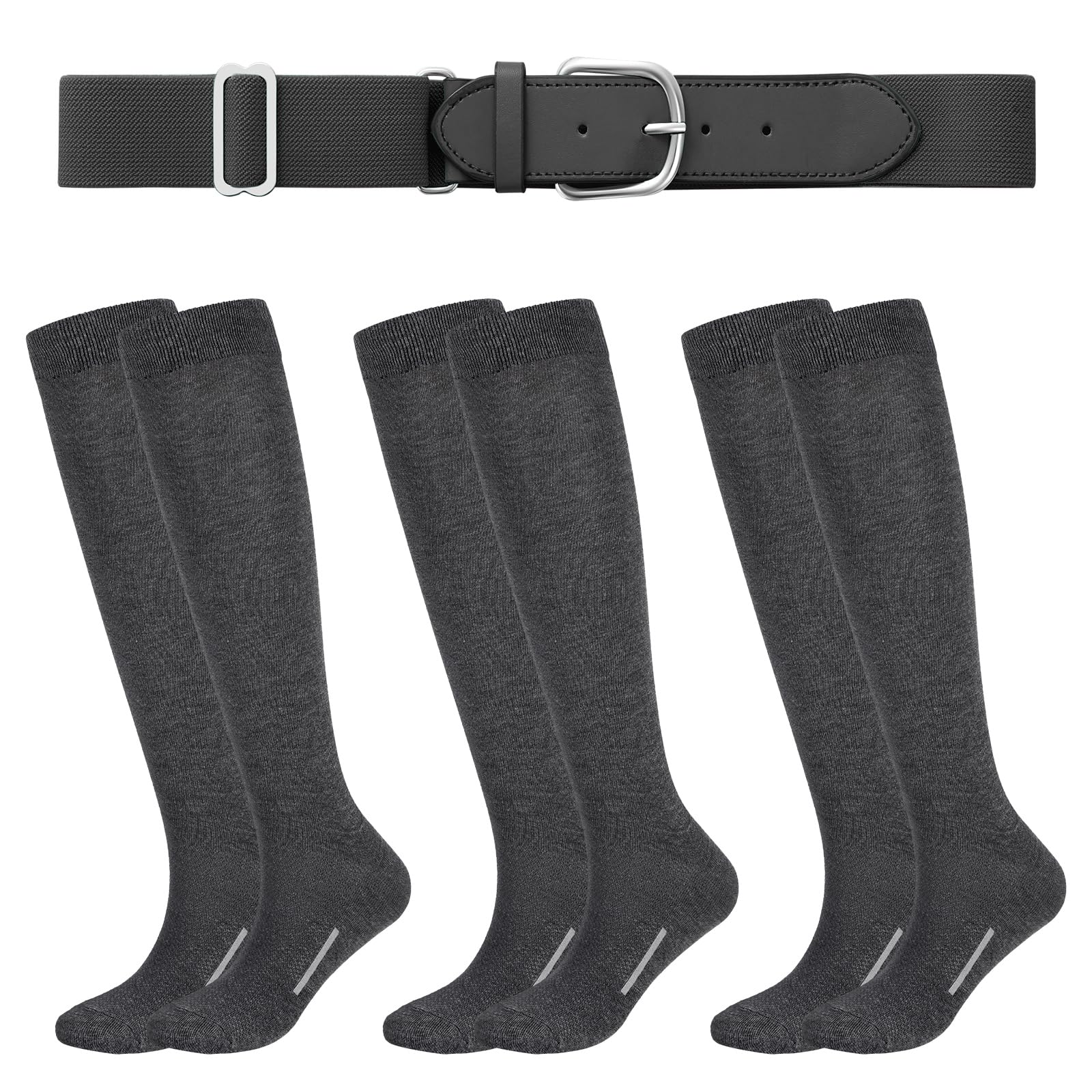 Haysandy Baseball or Softball Sock and Belt Combo Set 3 Football Baseball Socks with Softball Belt for Youth Boys Kids