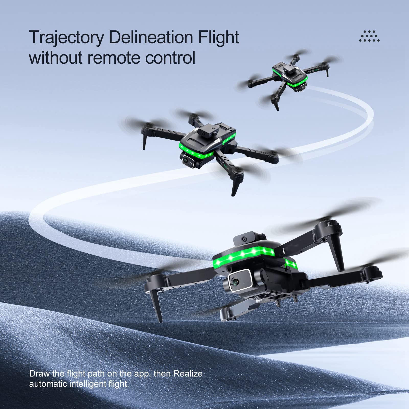 Składany zdalnie sterowany Quadcopter, dron do fotografii lotniczej z podwójną kamerą 4K HD FPV, czterostronne unikanie przeszkód, w pełni migający pasek świetlny LED, dla chłopców i dziewcząt