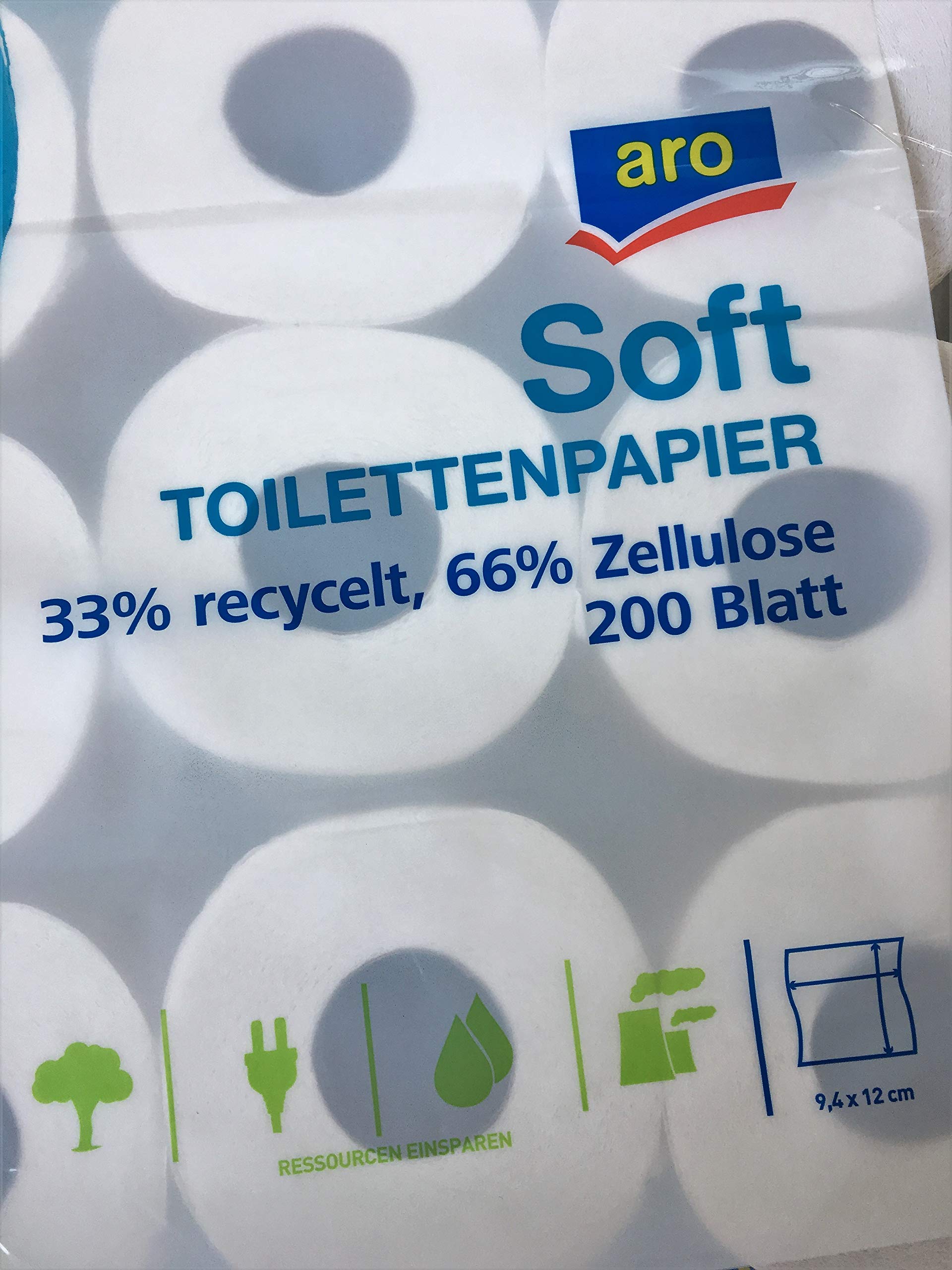 │ Toilettenpapier Klopapier WC Papier │ 3-lagig │ 72 Rollen a 200 Blatt │ hochweißes Papier mit 33% Anteil recyceltem Papier