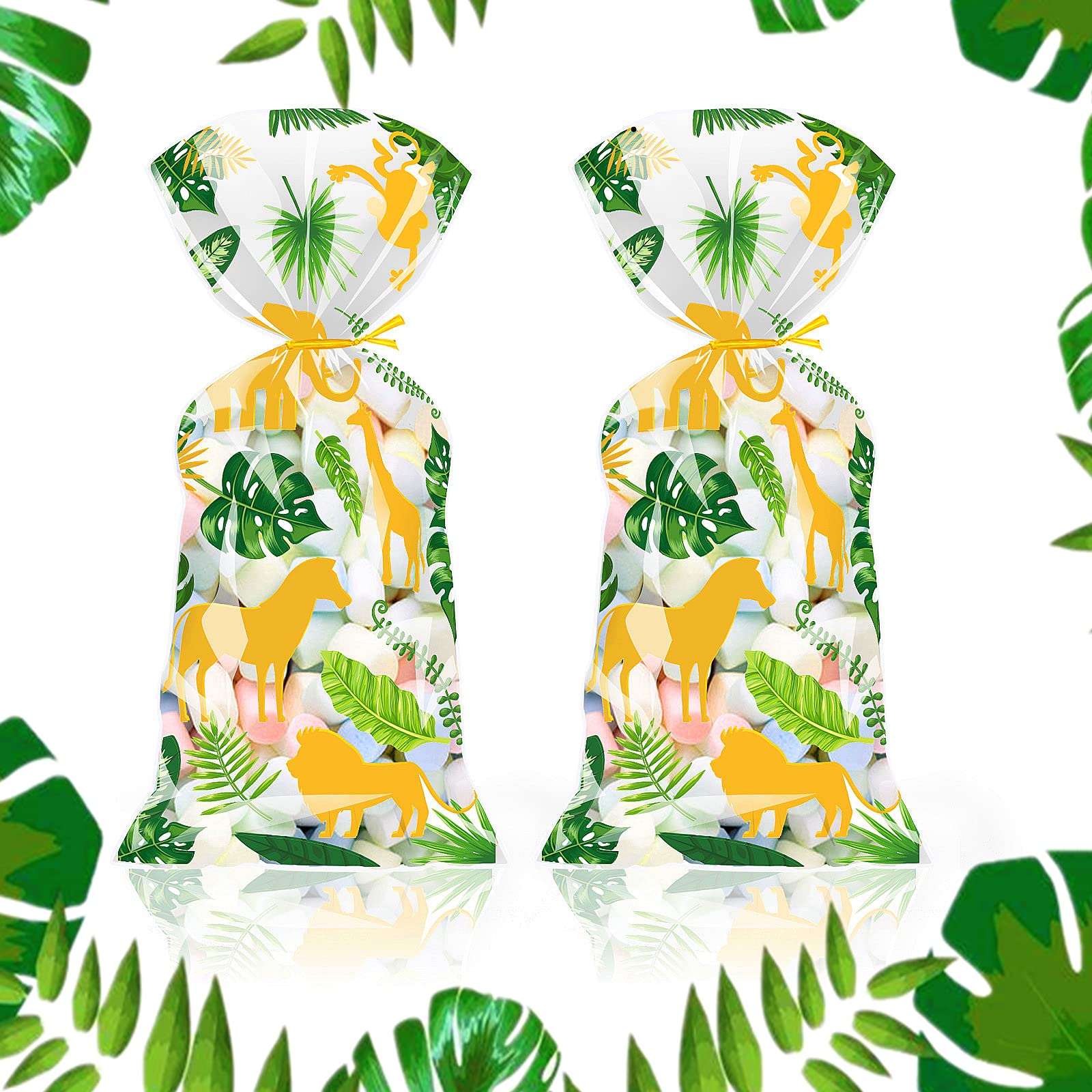 120 PCS Jungle Party Favor Bags Jungle Bakery Packaging Bags Safari