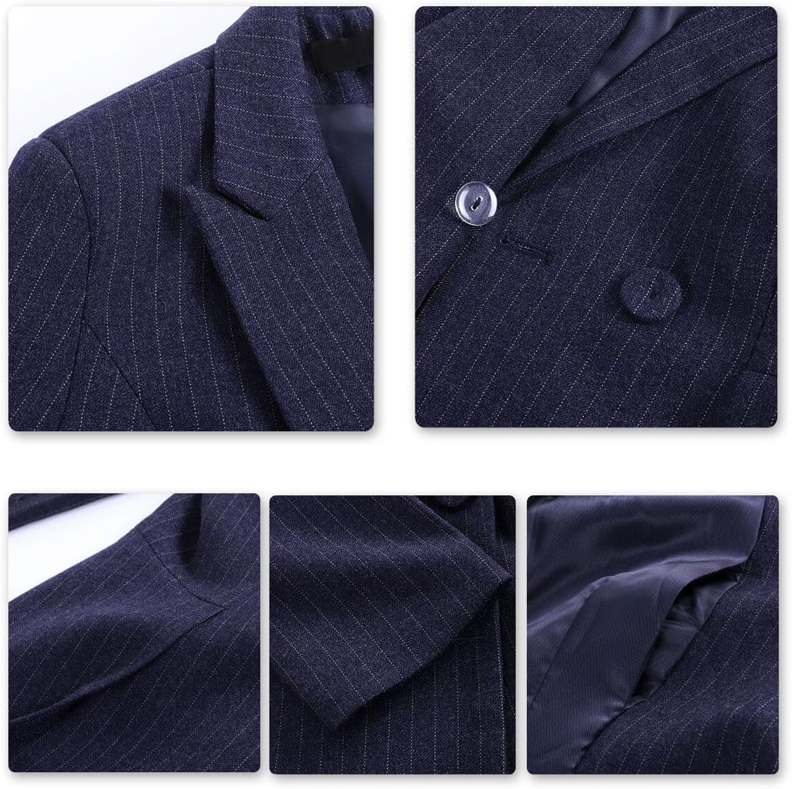 YUNCLOS Women's 2 Piece Office Lady Stripes Business Suit Set Slim Fit Blazer Jacket Pant - Image 5