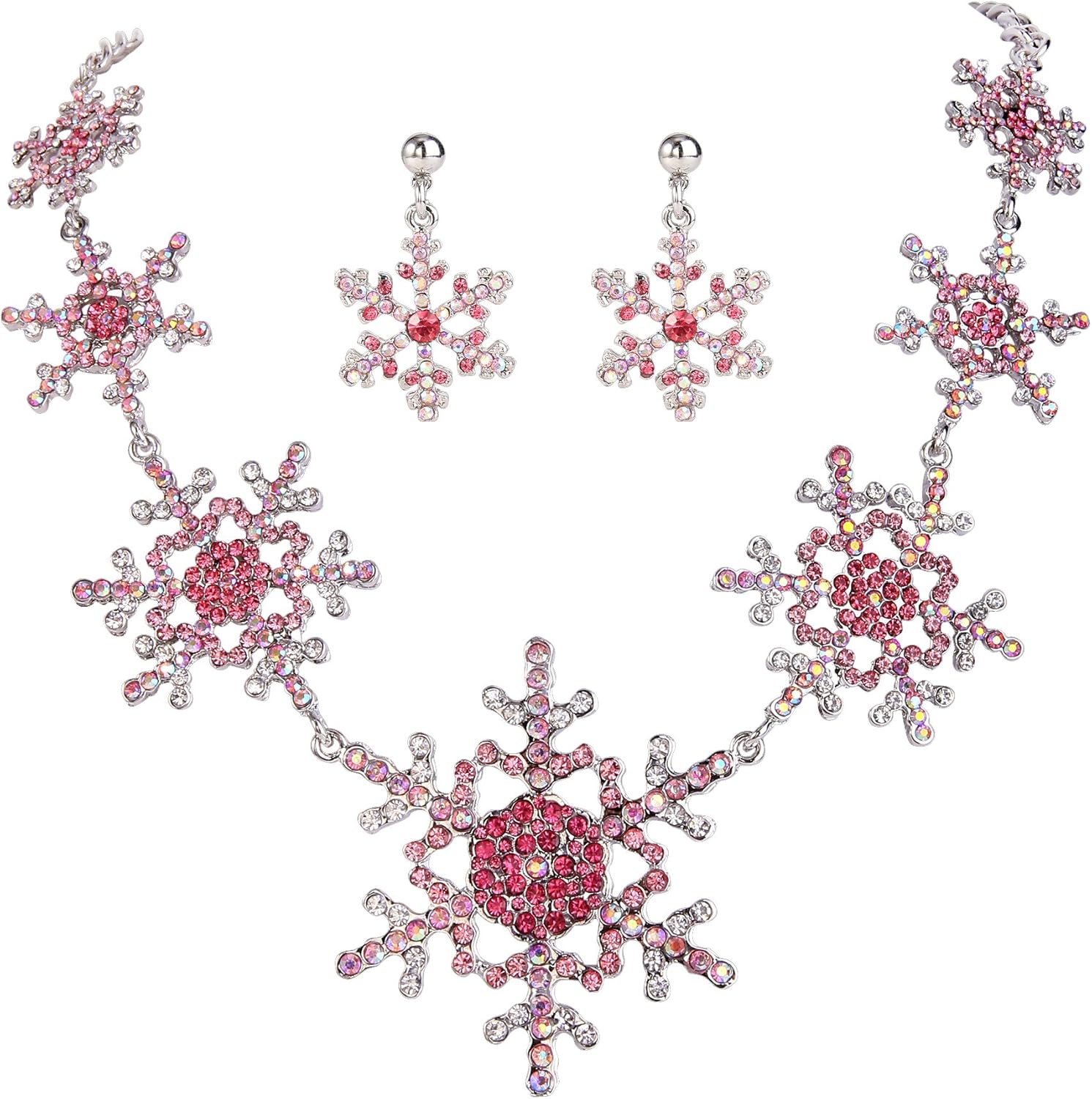 EVER FAITH Silver-Tone Snowflake Austrian Crystal Bridal Necklace Earrings Set