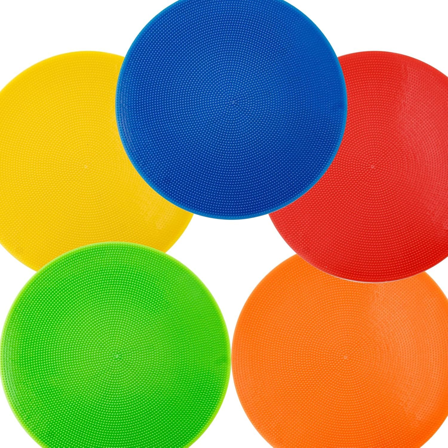 Bodenmarker aus Polyvinyl, 22,7 cm, Bodenmarker, rutschfest, flache Kegel aus Poly, für Fußball, Basketball, Tanztraining, Agilität und Übungen (5 Farben)