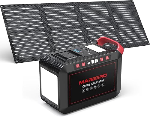 MARBERO - Generador solar de 237 Wh con panel solar incluido, estación de energía portátil de 300 W de onda sinusoidal pura, con panel solar
