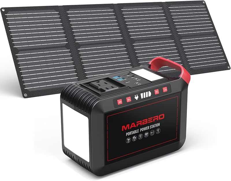 237Wh Solar Generator with Solar Panel Included Portable Power Station 300W Pure Sine Wave with Foldable Solar Panel 60W Set for Camping Outdoor Hiking Fishing Emergency | Solar Powered Generator 375W Surge Portable Power Station Pure Sine Wave 110V for Camping Outdoor Fishing Home Emergency CPAP