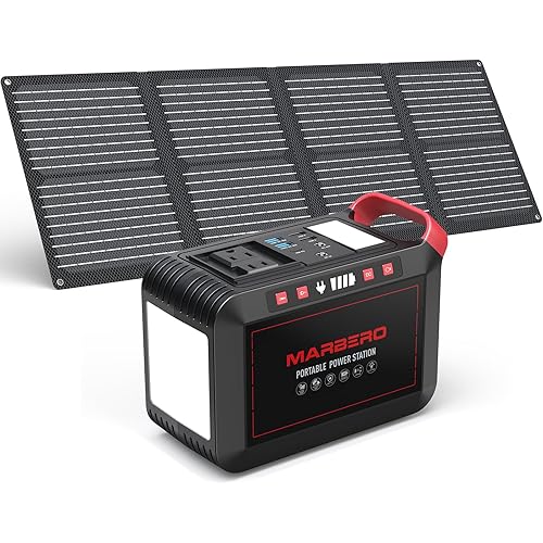 MARBERO 237Wh Solar Generator with Solar Panel Included Portable Power Station 300W Pure Sine Wave with Foldable Solar Panel 60W Set for Camping Outdoor Hiking Fishing Emergency