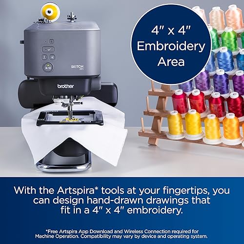 Miniatura 7 de Brother Skitch - Máquina de bordar de una sola aguja, impulsada por Artspira, área de bordado de 4 x 4 pulgadas, conexión Bluetooth