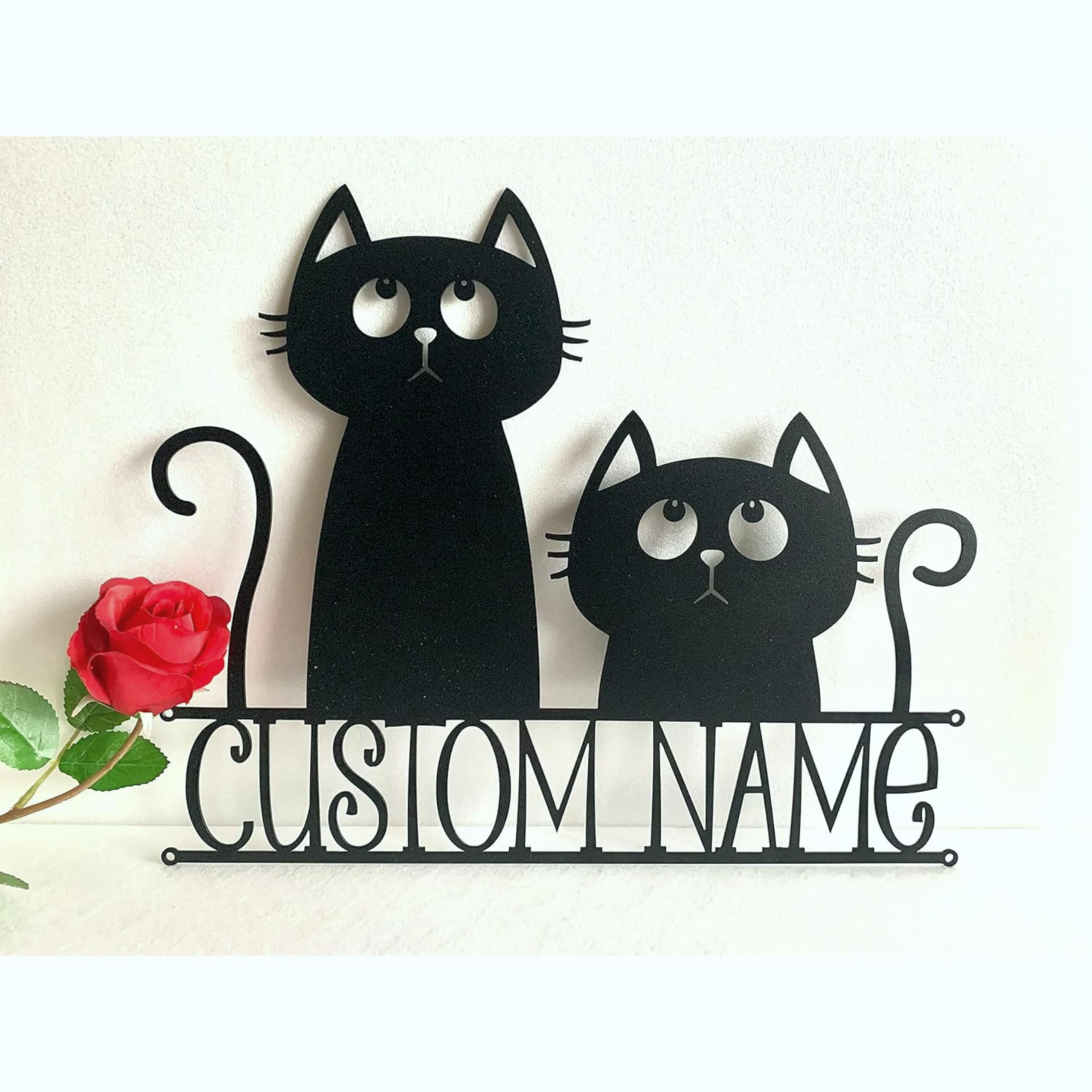 Personalised Cat Sign, Custom Cat Name, Cute Kitten Silhouette, Metal Wall Art, Cat Owner Gift, Farmhouse, Cat's Name Plaque, Custom Cat Door Sign, Housewarming Gift, Mom's Gift, Gift for Cat Lovers