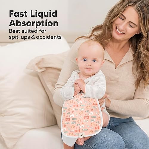 Vista 375 de Paños orgánicos para eructos para bebés niños y niñas, paquete de 5 paños de algodón súper absorbentes para bebés, trapos suaves y afelpados