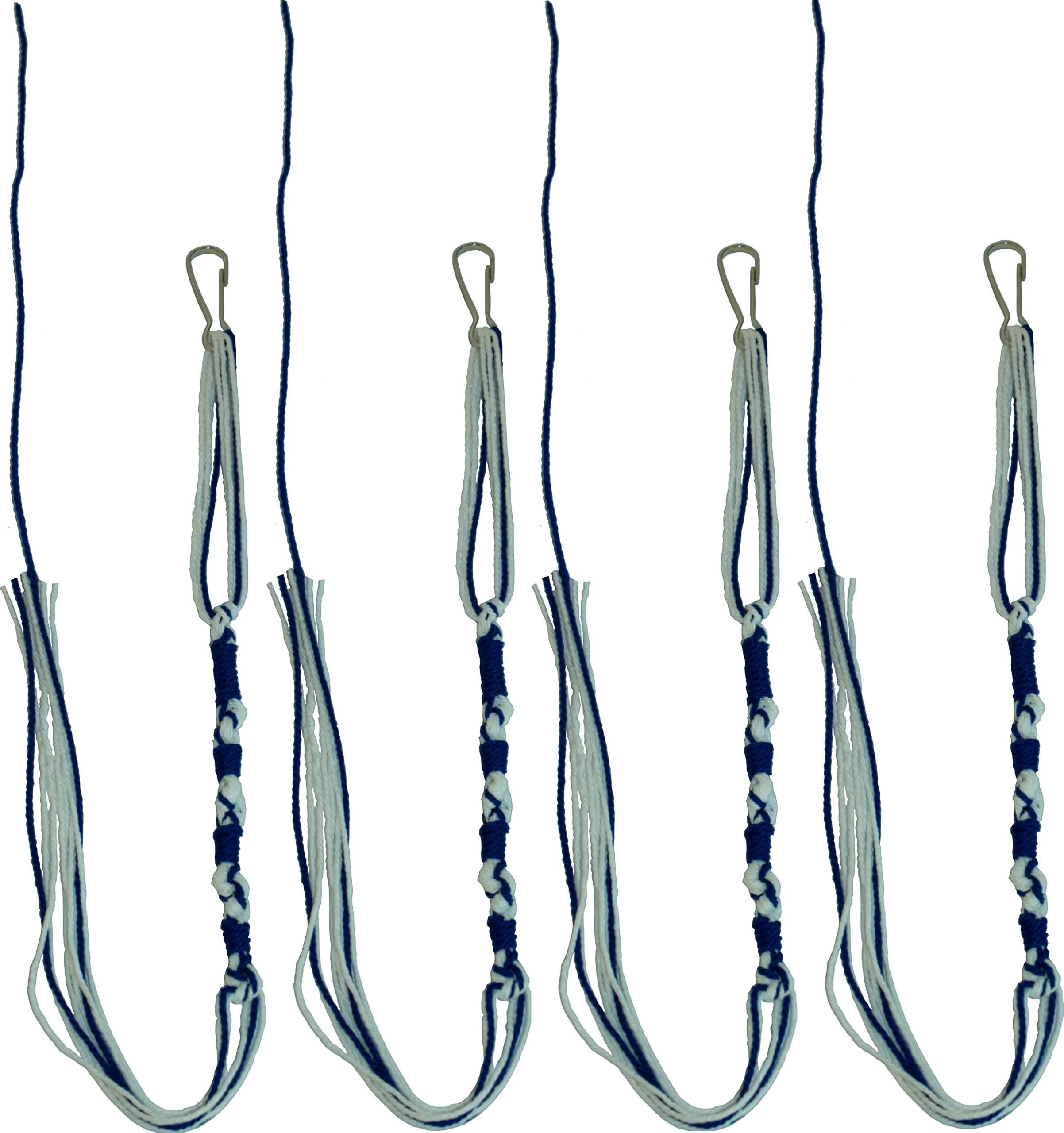Holy Land Market Tzitzits (Set of Four) Sephardic Style White with Blue Thread - Tassels (Royal Blue) (Royal Blue/with Hooks, 20 Inch)