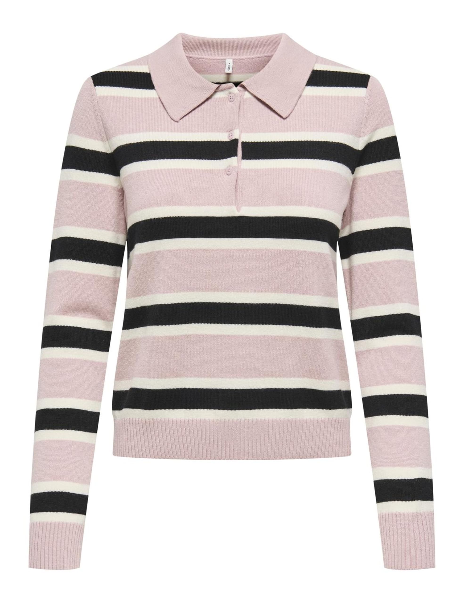 ONLY Onllondon Ls Stripe Polo CC KNT, Mauve, L Femme