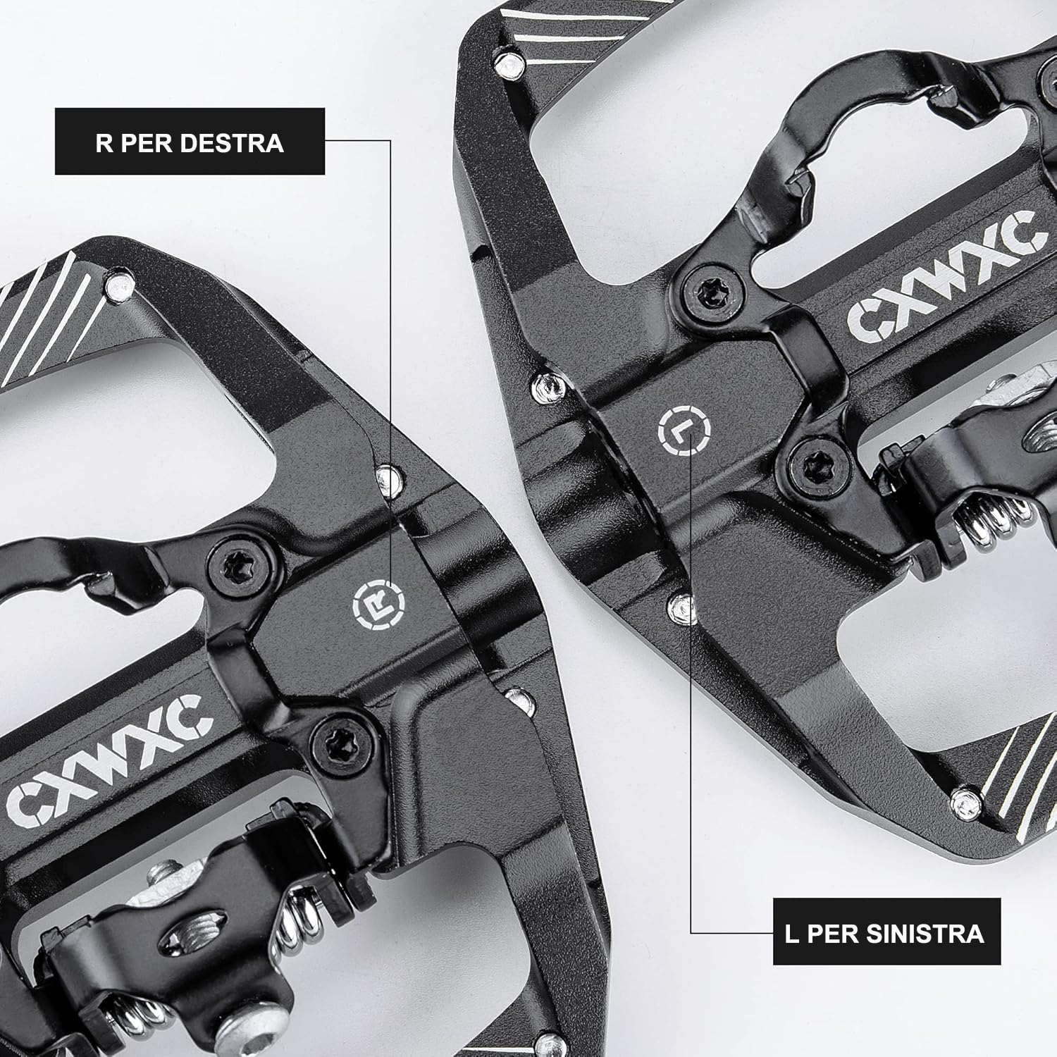 CXWXC Pedali Clic per bicicletta e piatti con 3 cuscinetti sigillati, lega di alluminio da 9/16 pollici, antiscivolo, piattaforma larga, pedali a scatto per MTB o bici da strada