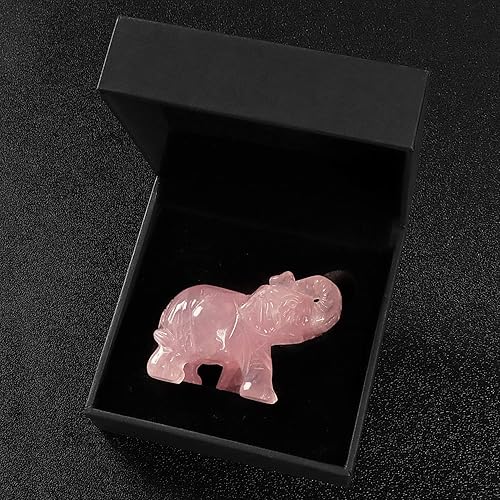 Miniatura 6 de Artistone Estatua decorativa de elefante de cristal de cuarzo rosa de 2 pulgadas tallada a mano, figuras de elefante de la suerte, decoración para