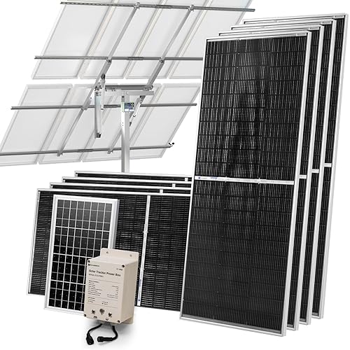 ECO-WORTHY 1600W Solar Tracker System: 8pcs 195W Monocrystalline Solar Panels, Expanded Version Dual-Axis Solar Tracking Kit with Power Box and Controller for Shed Farm Yard