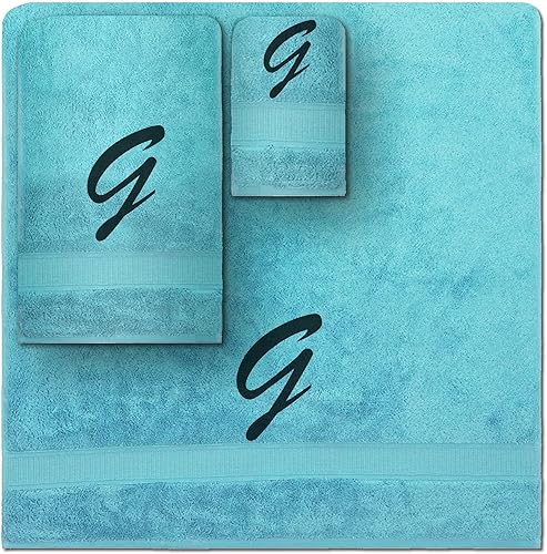 Vista 78 de Juego de toallas con monograma, regalo personalizado, juego de 3 toallas turcas bordadas con letras de bloques, 1 toalla de baño y 1 toalla de mano