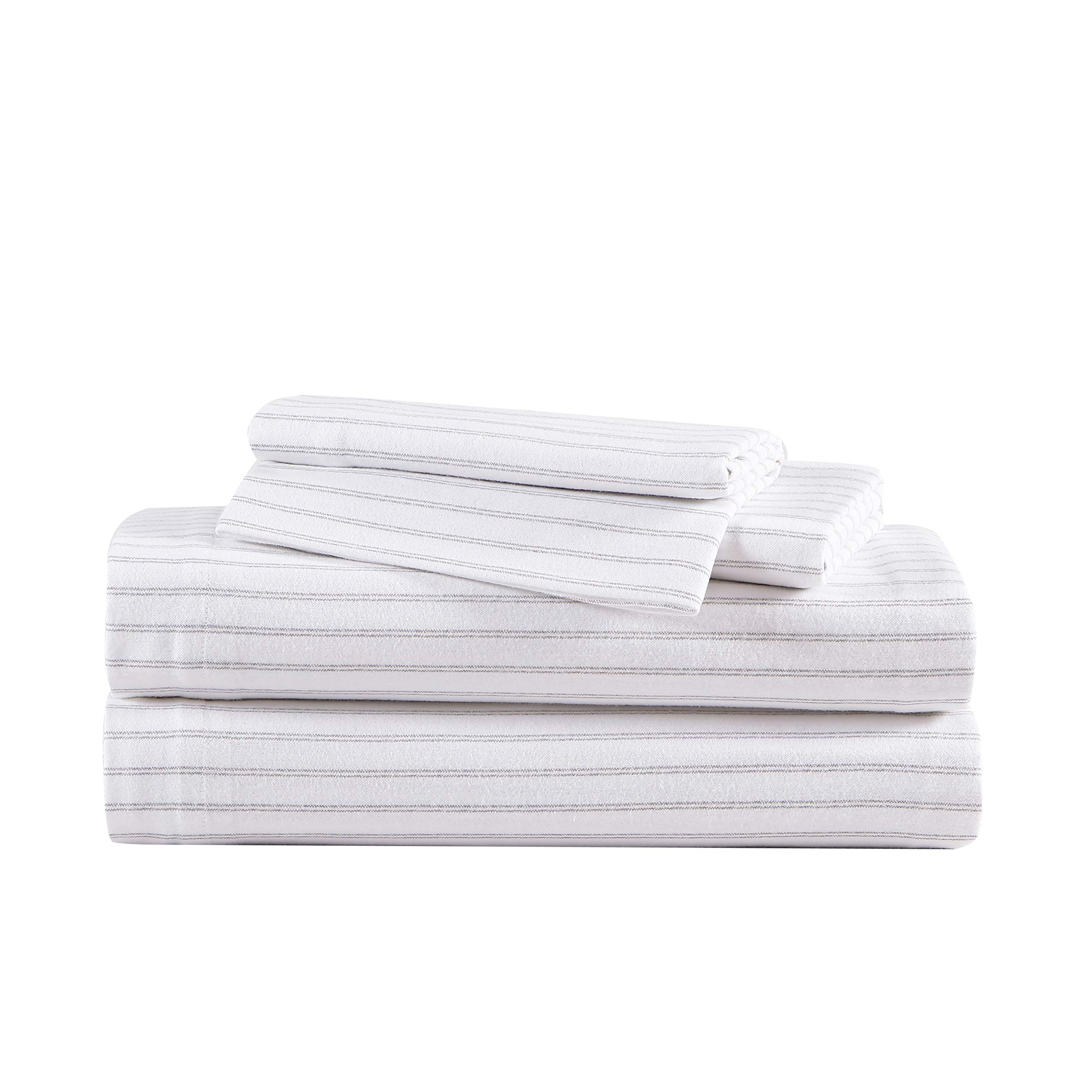 Eddie Bauer - Twin Sheets, Cotton Flannel Bedding Set, Brushed for Extra Softness, Cozy Home Decor (Trail Stripe, Twin)