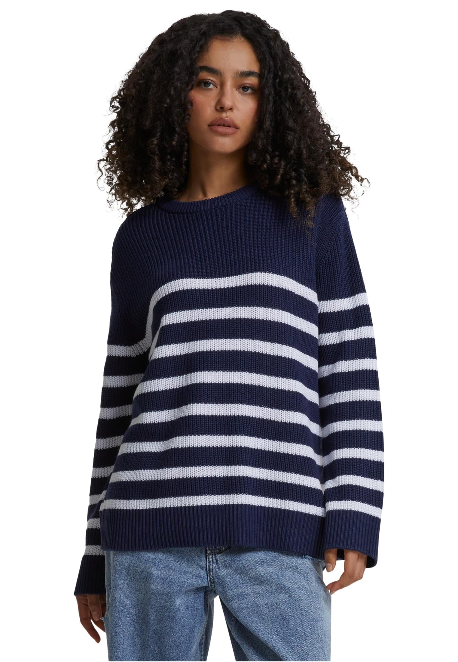 Urban Classics Women's Bleu Striped Sweater Rib