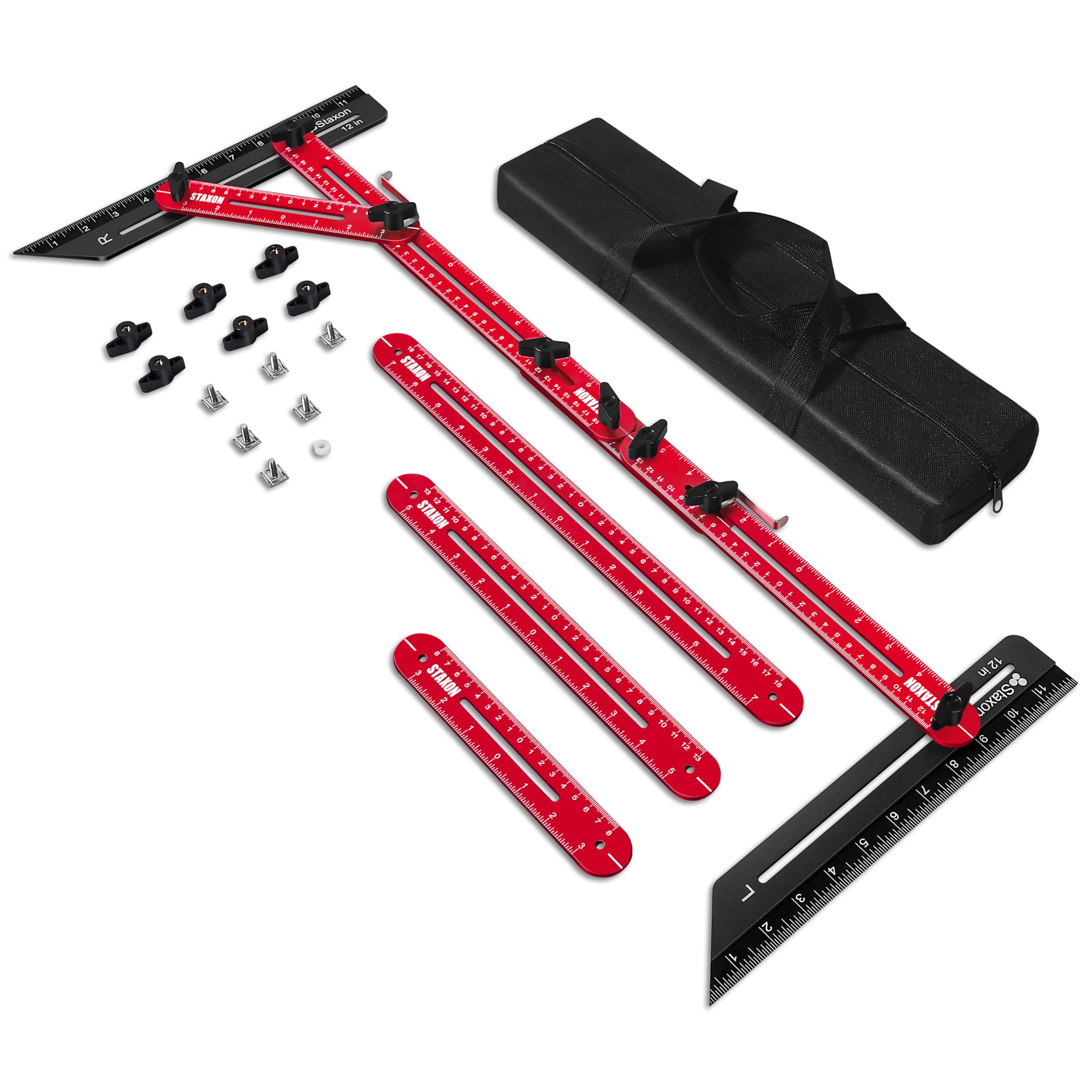 Stair Tread Template Tool – Stair Tread Gauge, Hidden Screw Slide Rail Stair Tools for Stair Measuring Tool Stair Gauge Jig Stair Template Stair Step Tool（Black+Red） — Amazon image 8