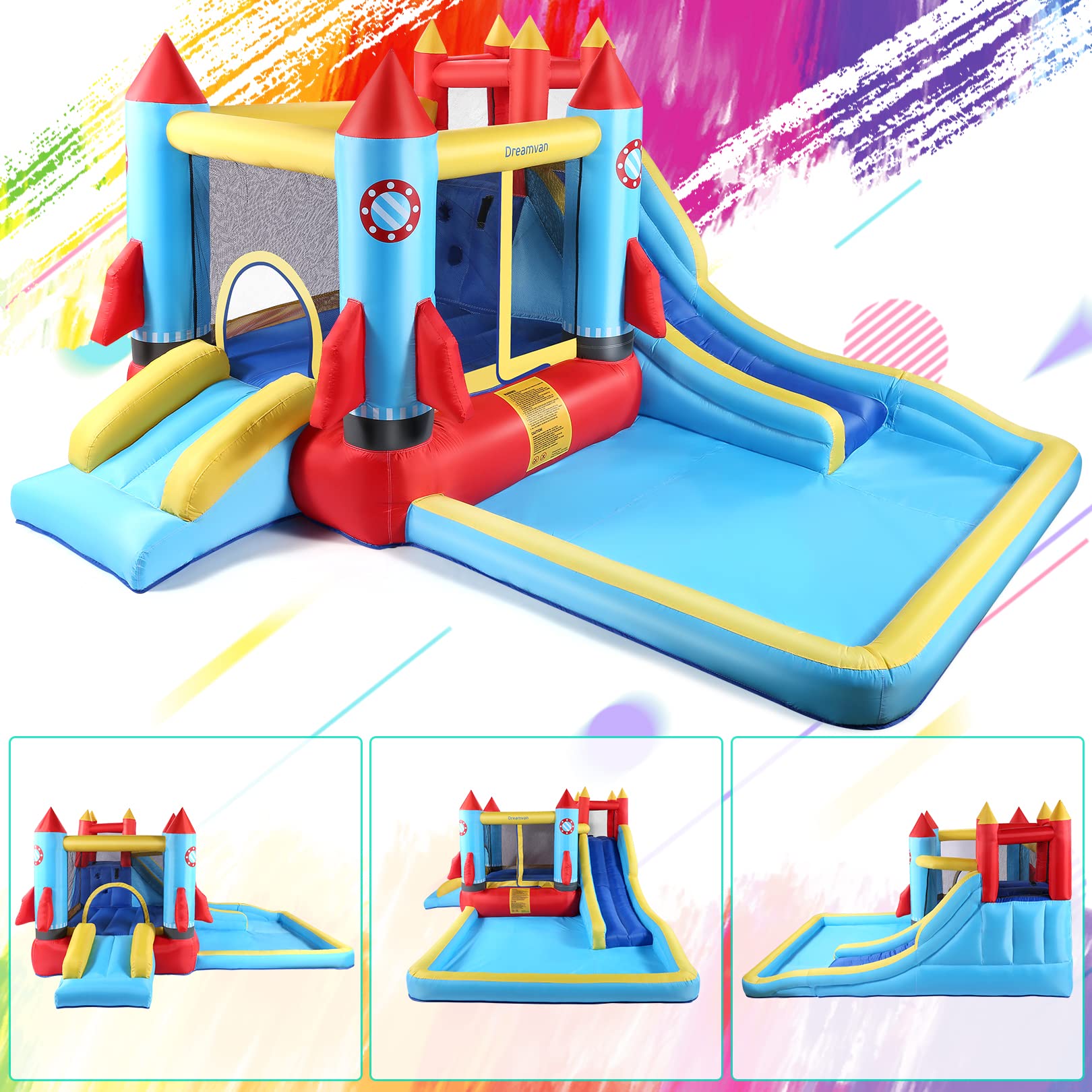 Buy AKEYDIY Bounce House with Blower Giant Inflatable Slide Bouncy