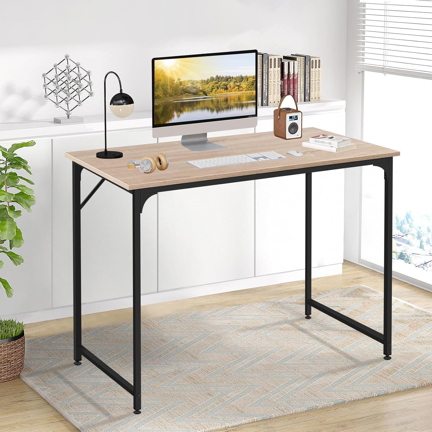 39 ”Computer Desk, Small Space Home Gaming Desk Modern Simple Style Corner Desk, Wooden Writing Desks Study Table for Office, Bedroom,Nature