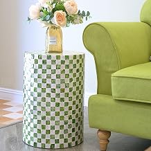 Chi An Home 19.3 Capiz Shell Checkered Pistachio Green Side Table