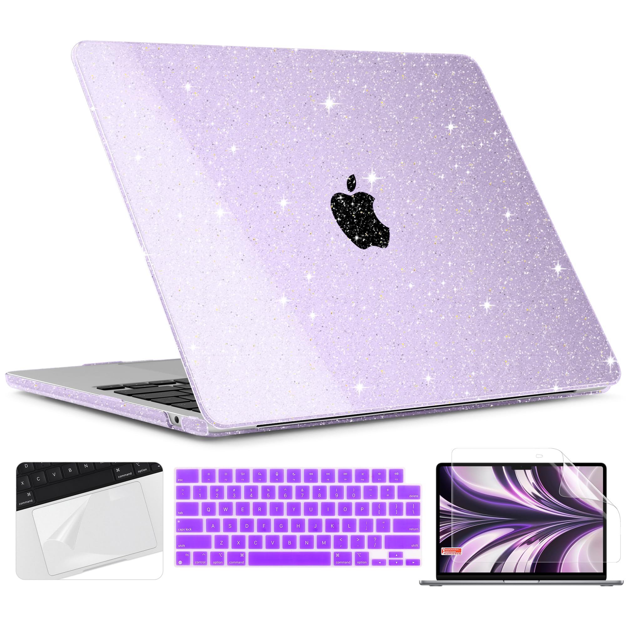 TWOLSKOO for M4 MacBook Air 13.6 inch Case 2025-2022 Release M4 A3240 M3 A3113 M2 A2681, Plastic Hard Shell & Trackpad Film & Keyboard Cover & Screen
