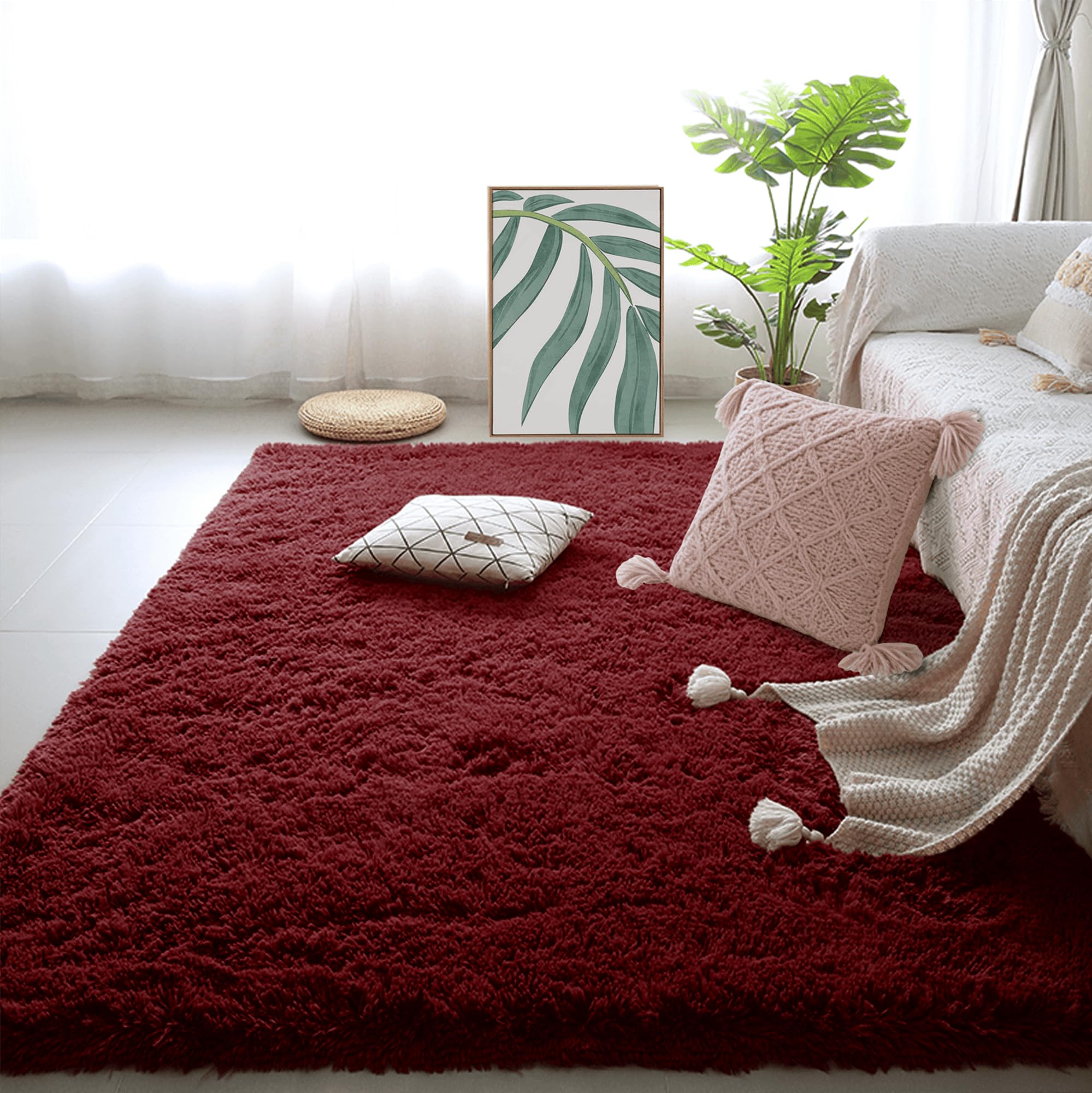 Tapis de salon moelleux et lavable 180 x 240 cm grand tapis shaggy moderne